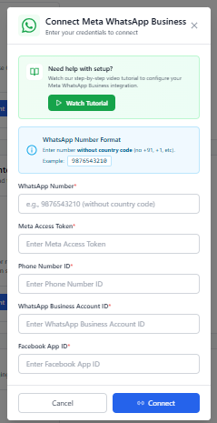 [Screenshot Placeholder – Meta WhatsApp Integration Section 2.1]